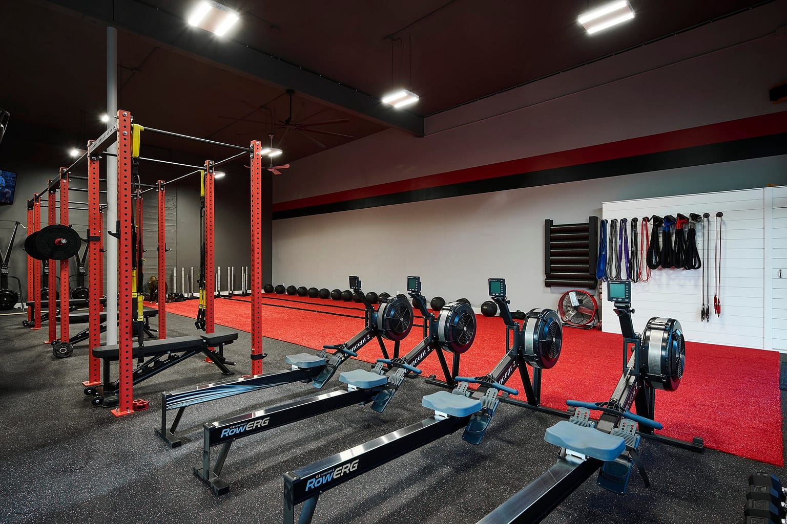 concept 2 row ergs in hyrox gym